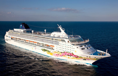 a cruise ship in the ocean