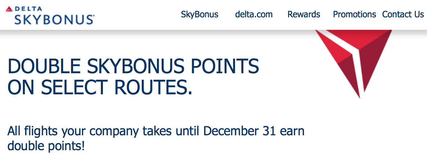 Double Delta SkyBonus Points on Select Routes