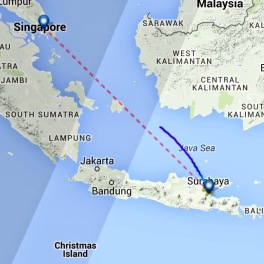 Dotted lines resemble the scheduled route and the blue line is the route the flight took before it disappeared. 