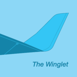 a blue wing of an airplane