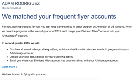 Email confirmation from US Airways.