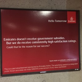 Emirates ad at a WMATA metro station (Chinatown-Gallery Place)
