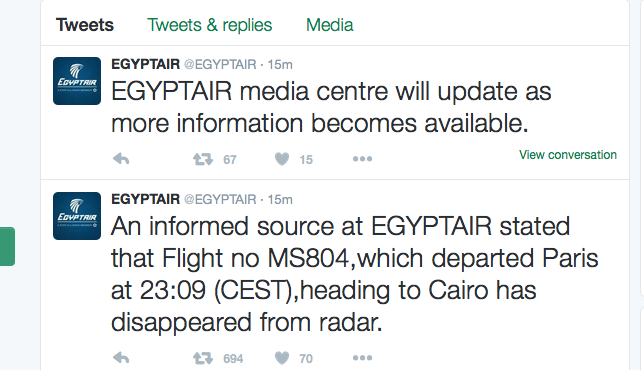 EgyptAir Flight from Paris to Cairo Disappears