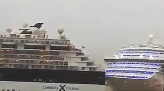 VIDEO: Cruise Ship Collides Into Another Cruise Ship After High Winds Rip Moorings