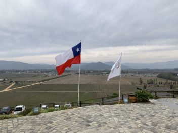 two flags on a hill