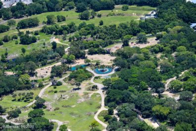 an aerial view of a park