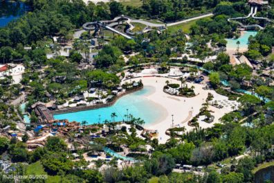 an aerial view of a water park